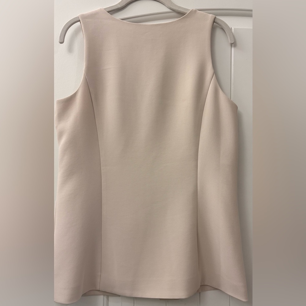LOFT Versá Neutral Cream Button-Front Shell - Picture 2 of 3